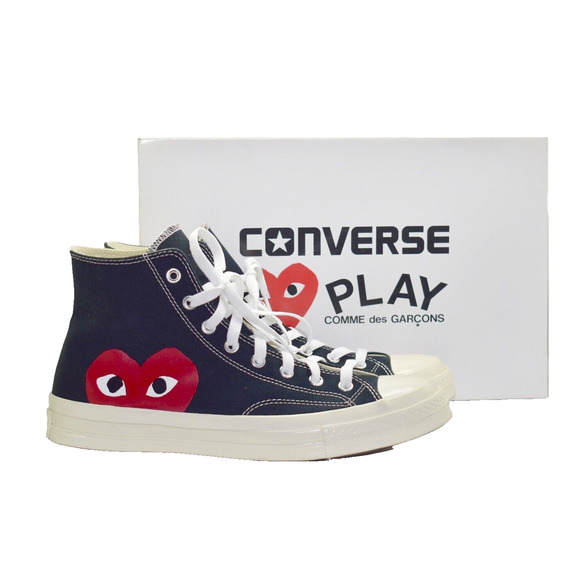 C5 NEW CONVERSE PLAY COMME DES GARCONS Black Canvas Sneaker Shoes Size 11 $125 - Picture 2 of 9